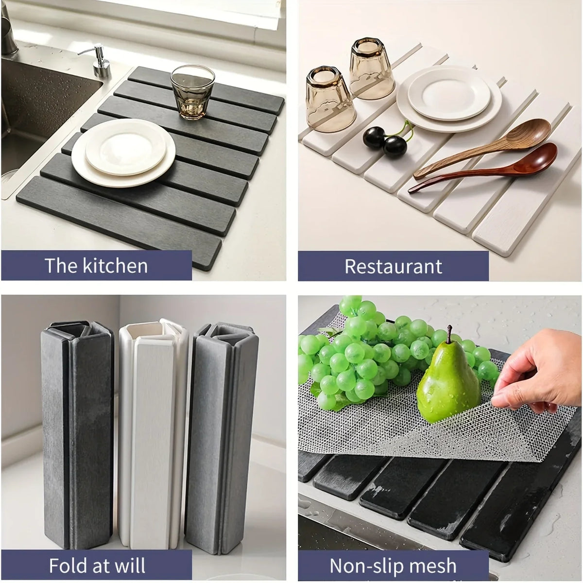 Diatomaceous Earth Bath & Kitchen Drying Mat | Foldable Stone Mat
