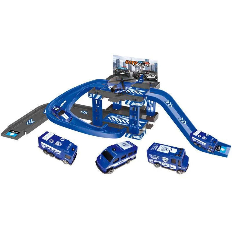 Kid Rail Parking Lot Toys Dinosaur Car Building Model Simulation Fire