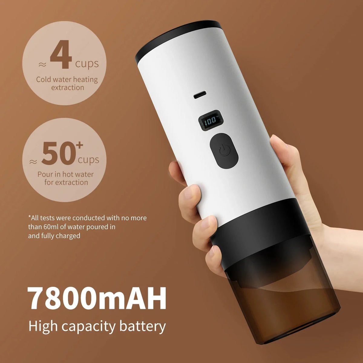 HOMEFISH Portable Wireless Capsule Coffee Machine 15BAR 3-in-1