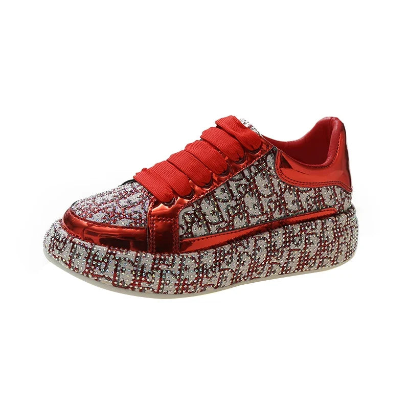 Women's Rhinestone Handmade Diamond Thick Sole Fashion Sneakers