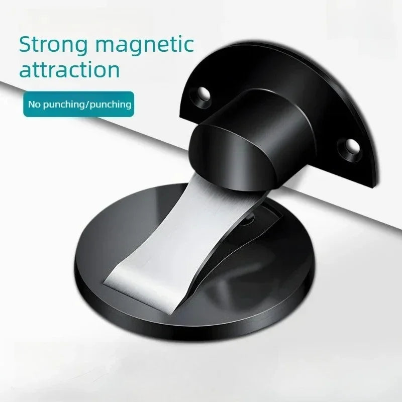 Magnetic Self-Locking Door Stopper – Punch-Free Stainless Steel