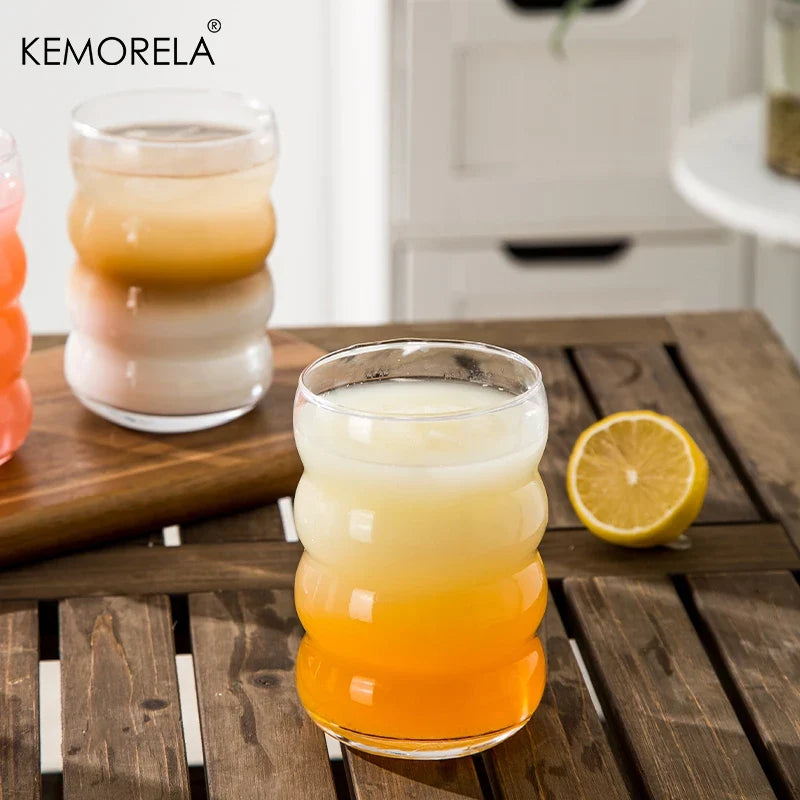KEMORELA 16oz Glass Tumblers with Straws – Set of 4