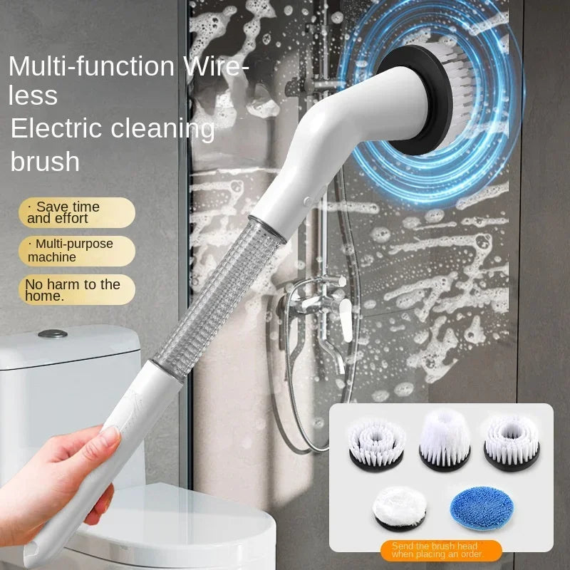 5-in-1 USB Electric Cleaning Brush – Kitchen & Bathroom Scrubber