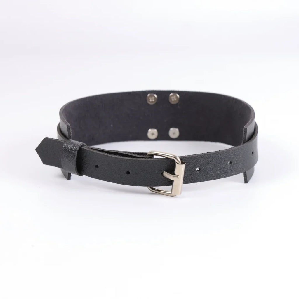Fashion Round Spike Punk Chocker Collar PU Leather Harness Necklace