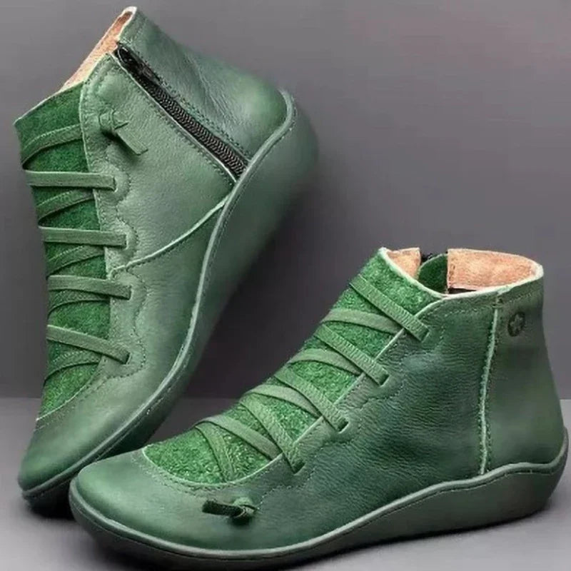 Women's Vintage Lace-Up Ankle Boots | Non-Slip Platform