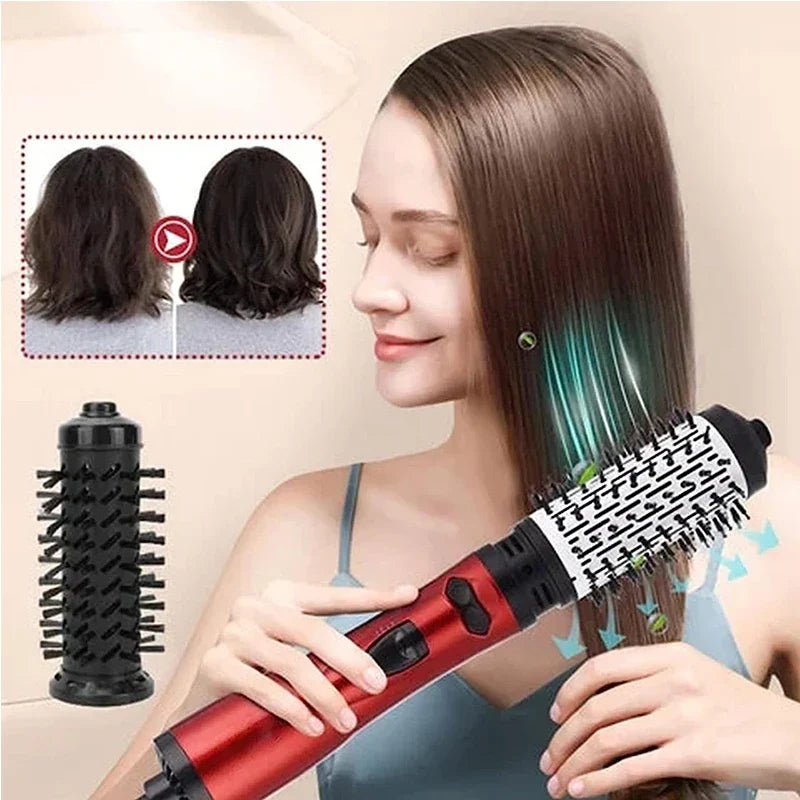 2-in-1 Rotating Hot Air Brush – Straightener & Curler Comb