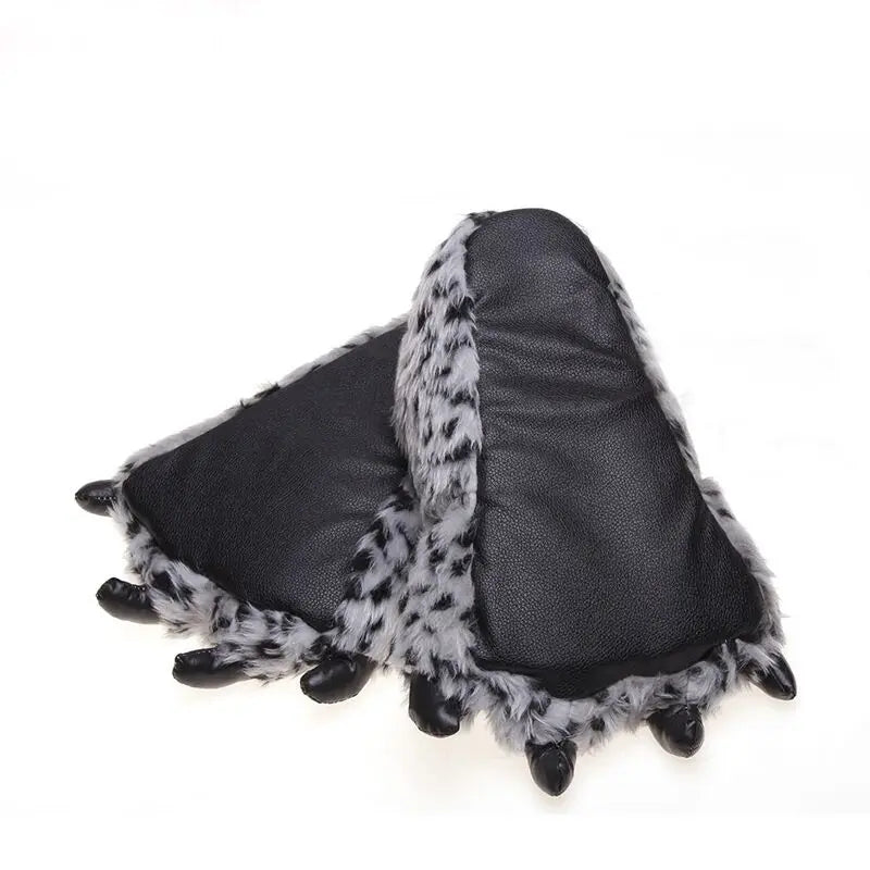 Animal Paw House Slippers – Unisex Furry Winter Slides