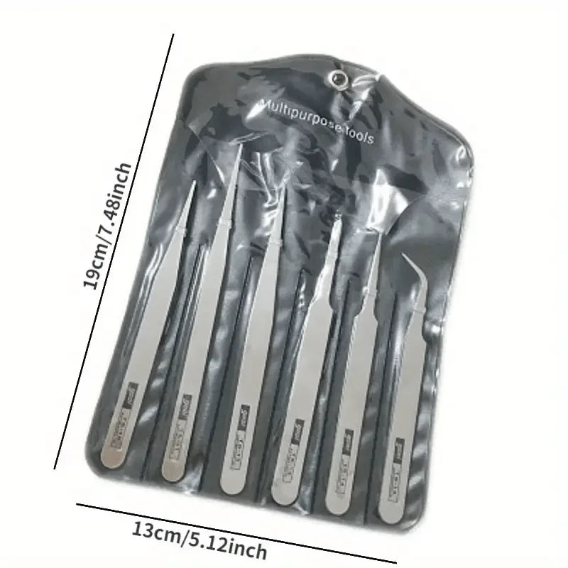 6-Piece Stainless Steel Succulent Tweezers Set | Elbow & Straight