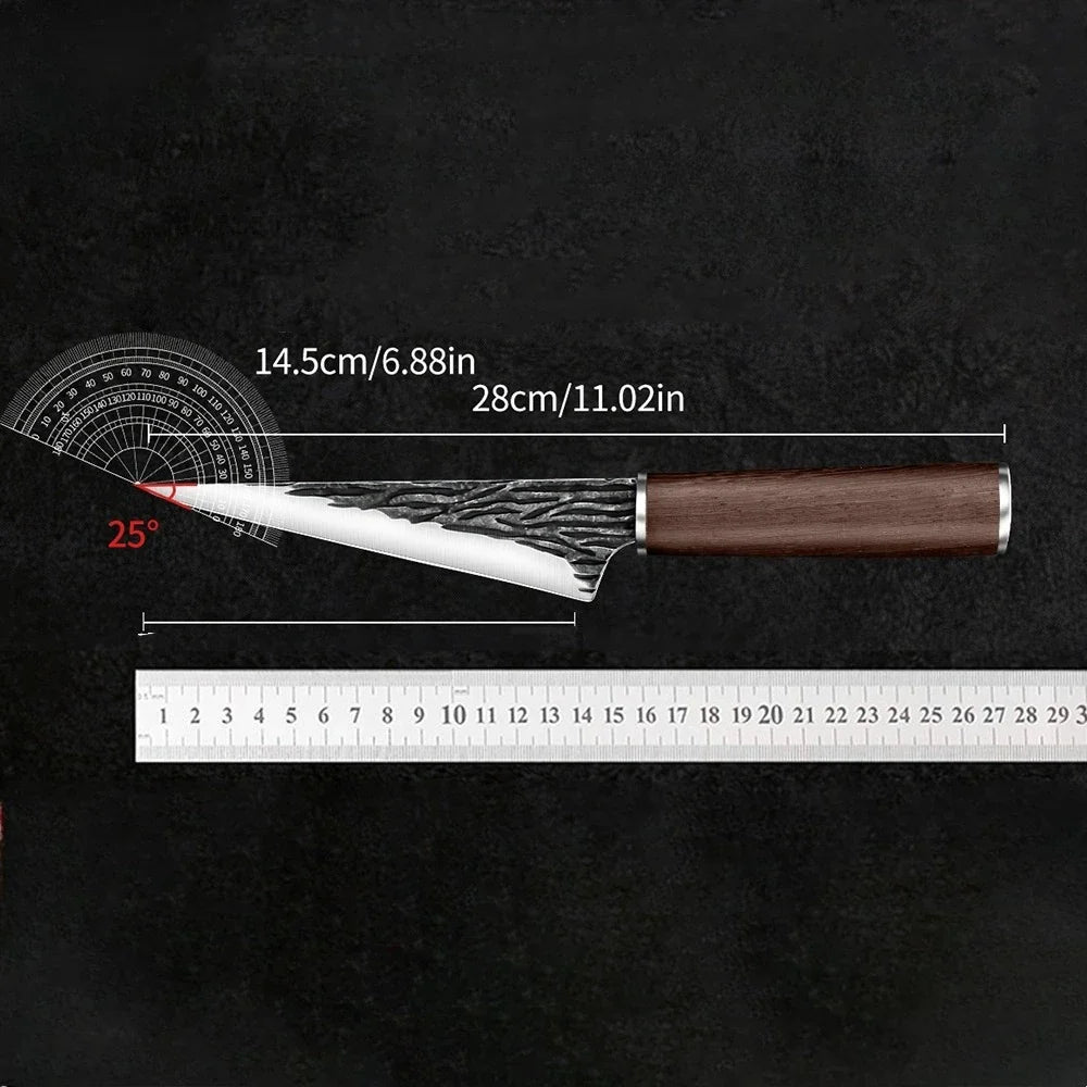PLYS Forged Boning Knife – Carbon Steel Chef Knife Wood Handle