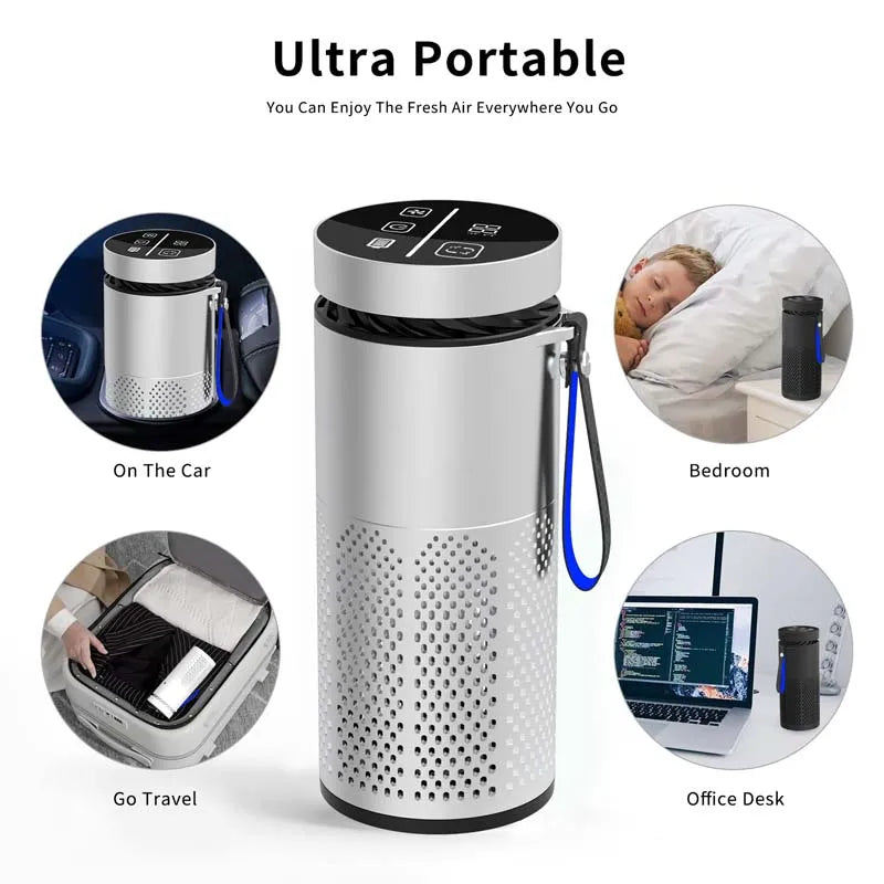 Portable Mini Air Purifier | UV-C Light, Ionizer & Touch Screen