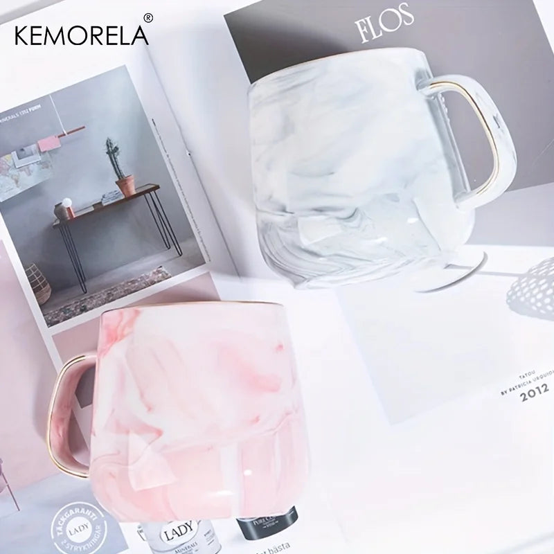 KEMORELA 400ml Gold-Rimmed Ceramic Coffee Mug | Gift Idea
