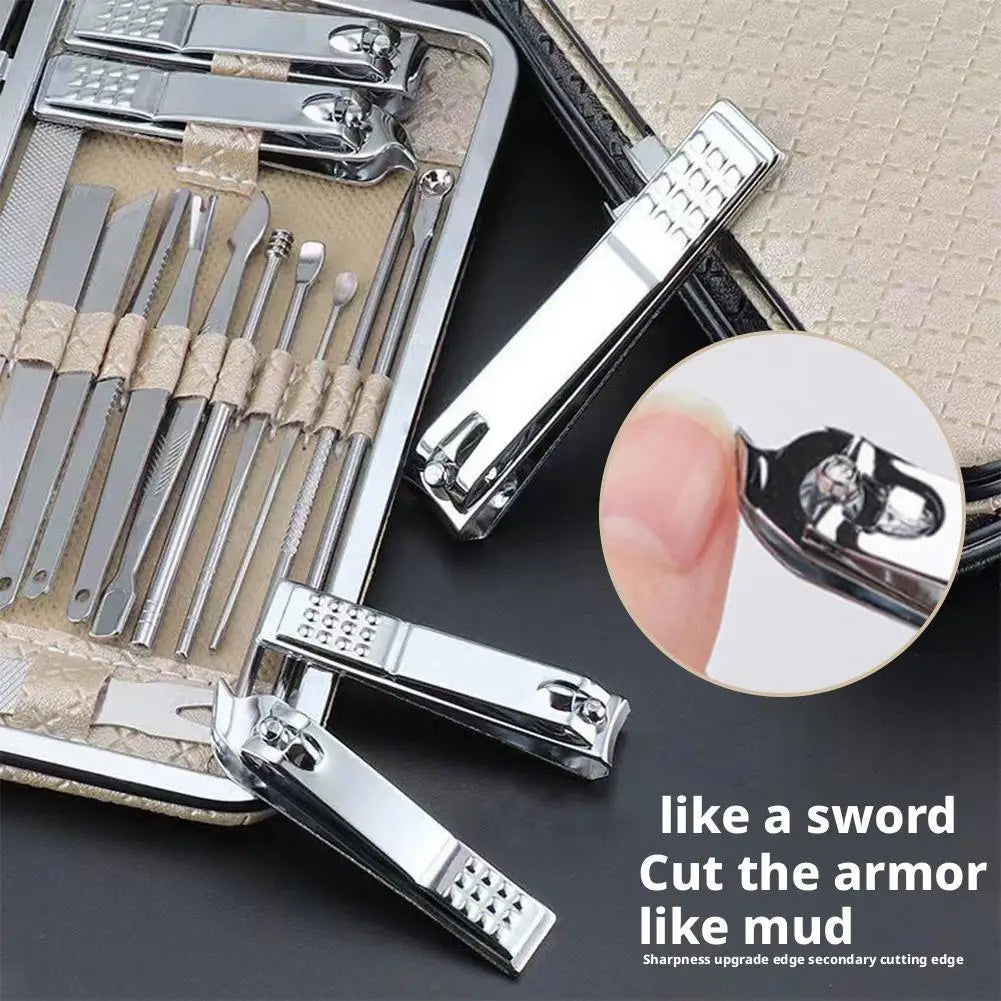 19-Piece Manicure Pedicure Set – Stainless Steel Nail Kit