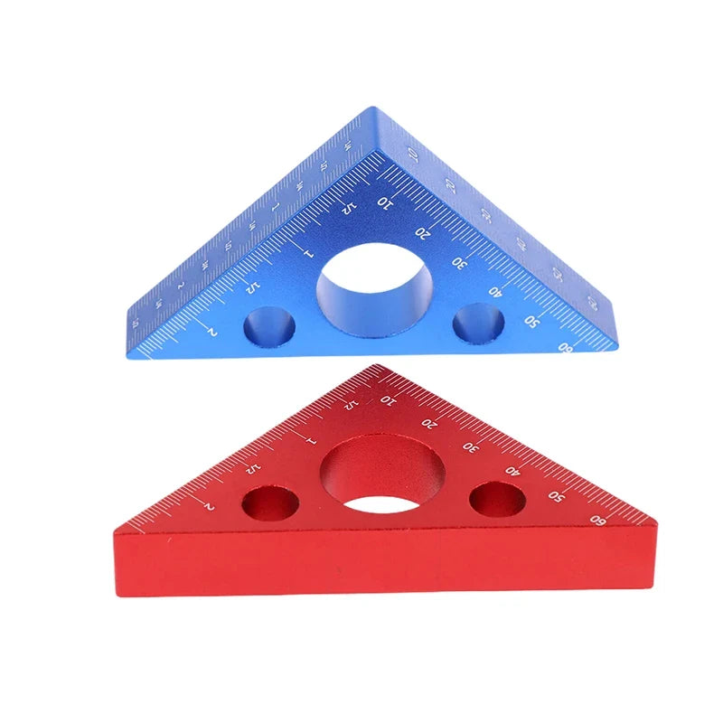 Practical Blue Red Aluminum Alloy Right Angle Marking Ruler 45 90