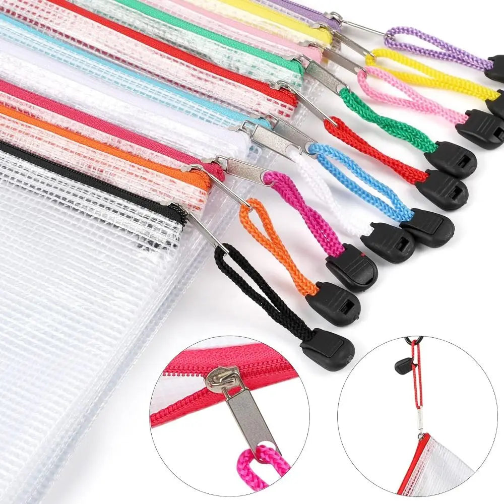 Mesh Zipper Pouches – Waterproof Makeup & Document Organizer