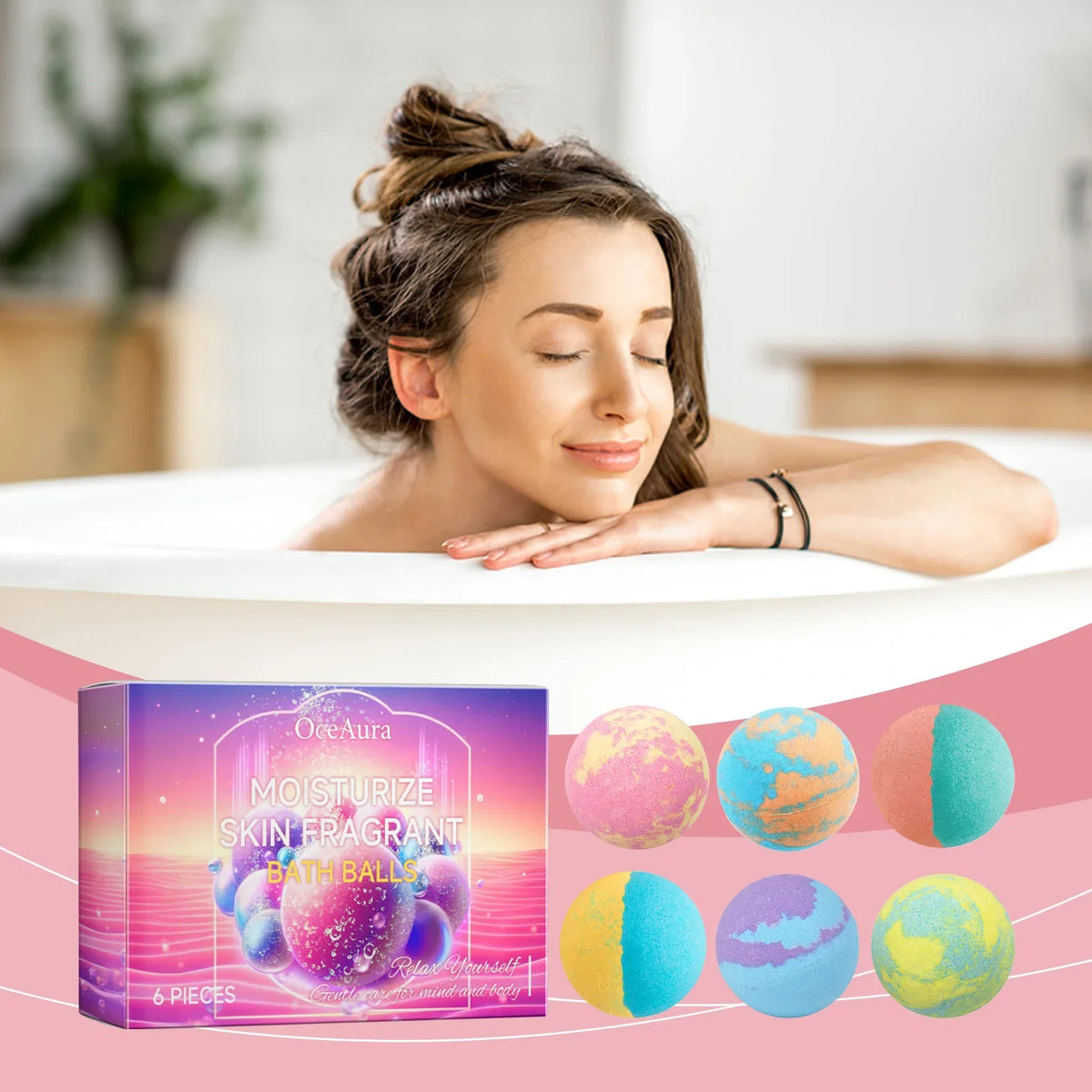 OceAura Rosemary Lavender Bath Bombs – 6-Pack Aromatherapy