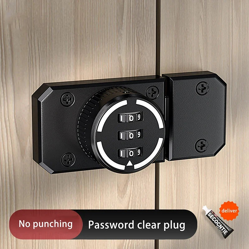 No-punch Combination Door Lock 3 Digit Password Cabinet Locks Latch
