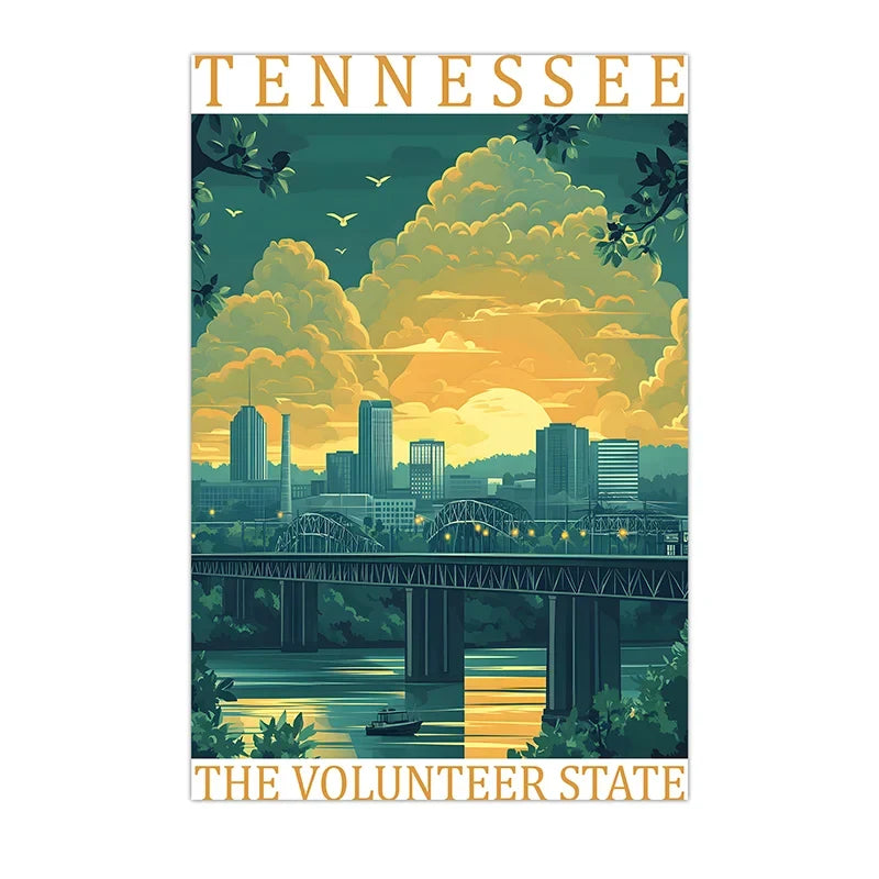 USA Vintage Canvas Wall Art – Retro Landscape Poster Print