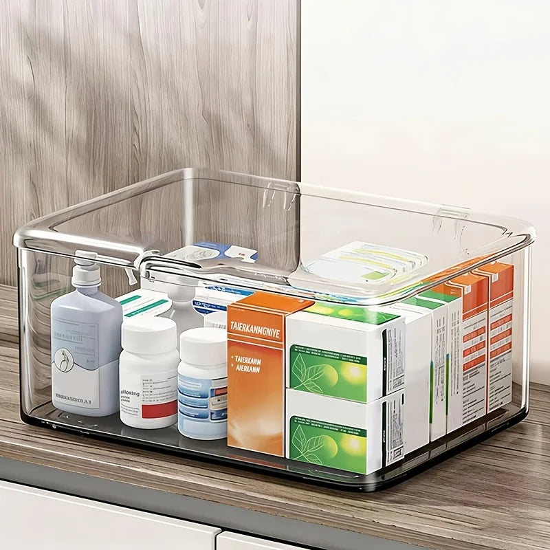 Flip Storage Box Large Capacity Transparent Organizer Medicine