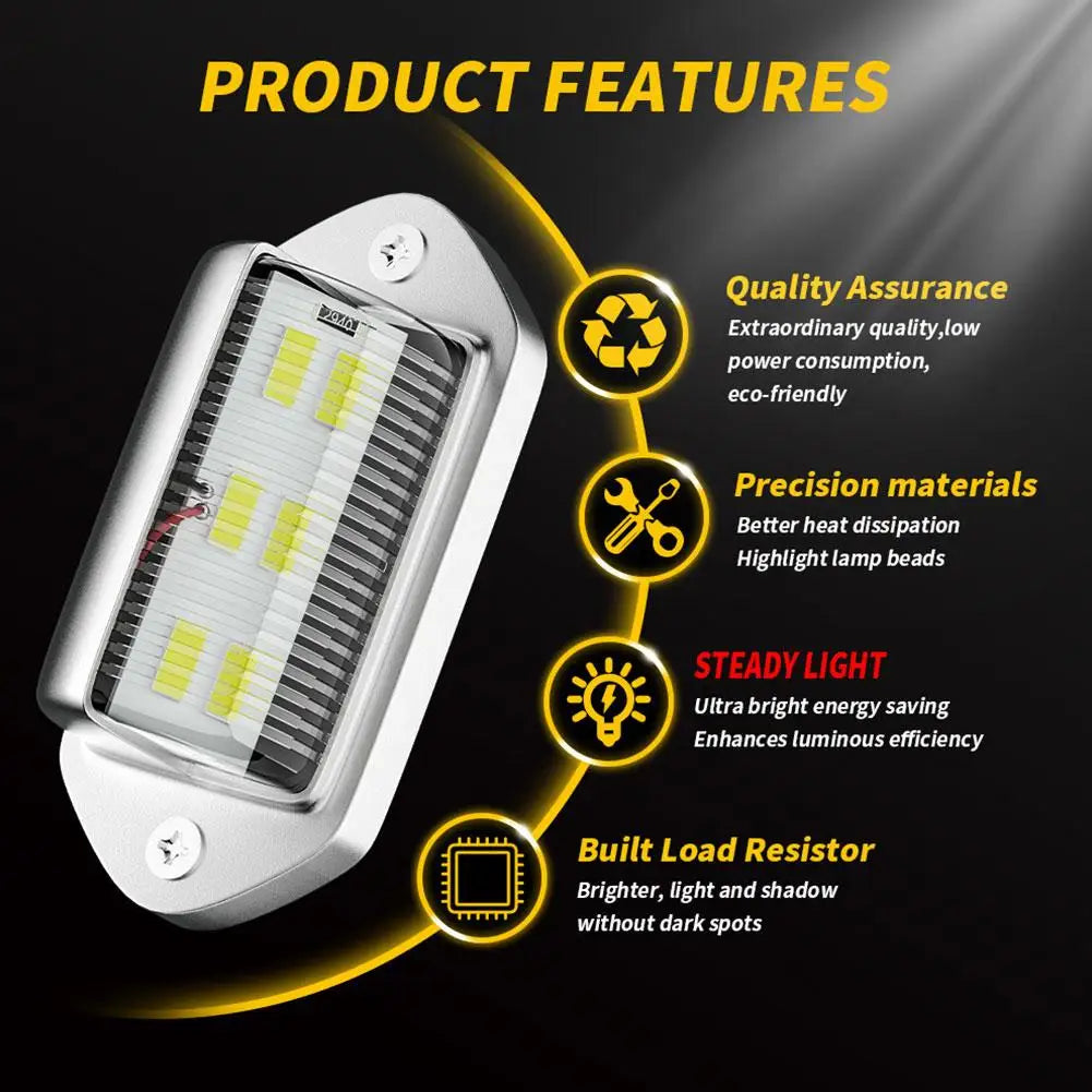 Universal Silver 6 Led License Plate Tag Lights Lamps Truck Suv