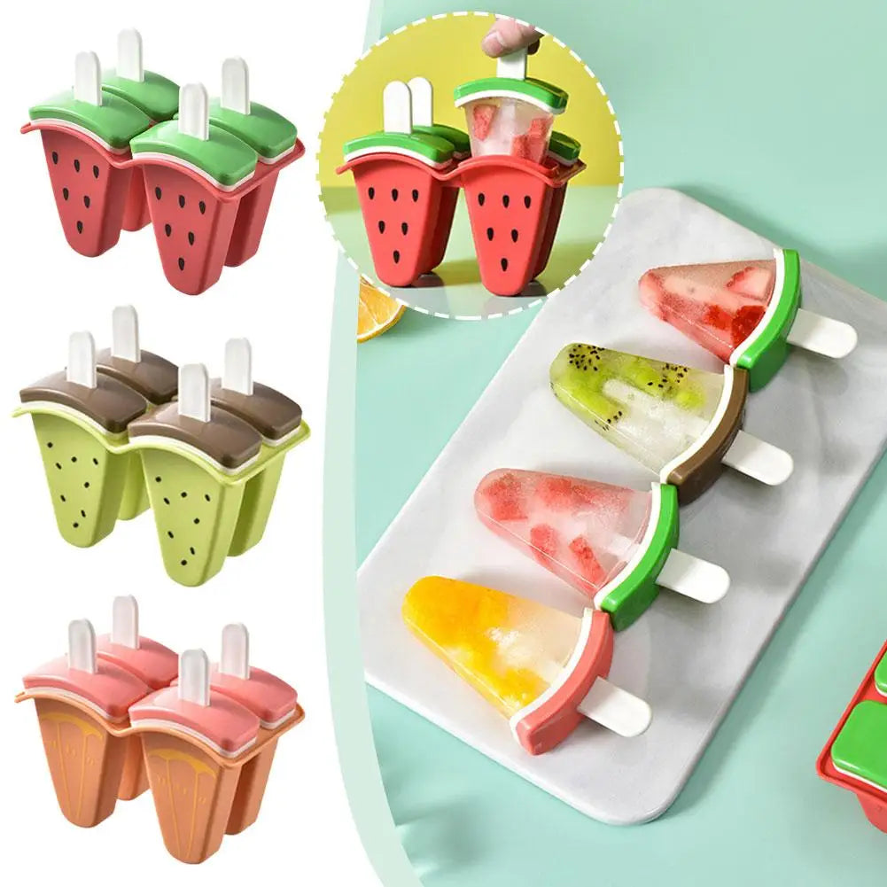 6-Grid Watermelon Silicone Popsicle Mold Tray with Sticks