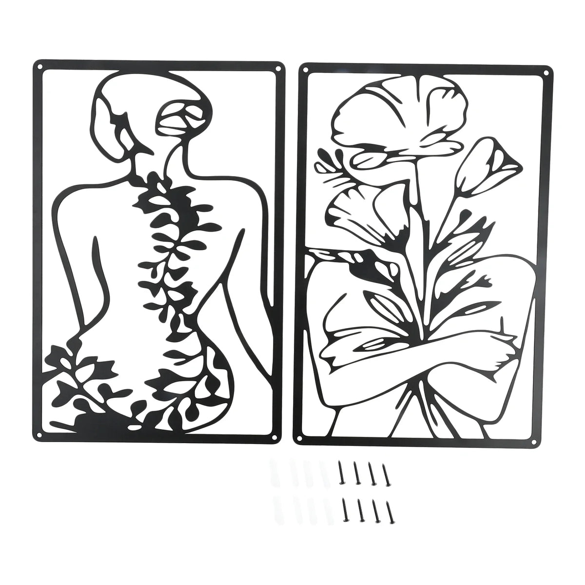 Metal Abstract Female Wall Art Set of 4 – Modern Line Art Décor