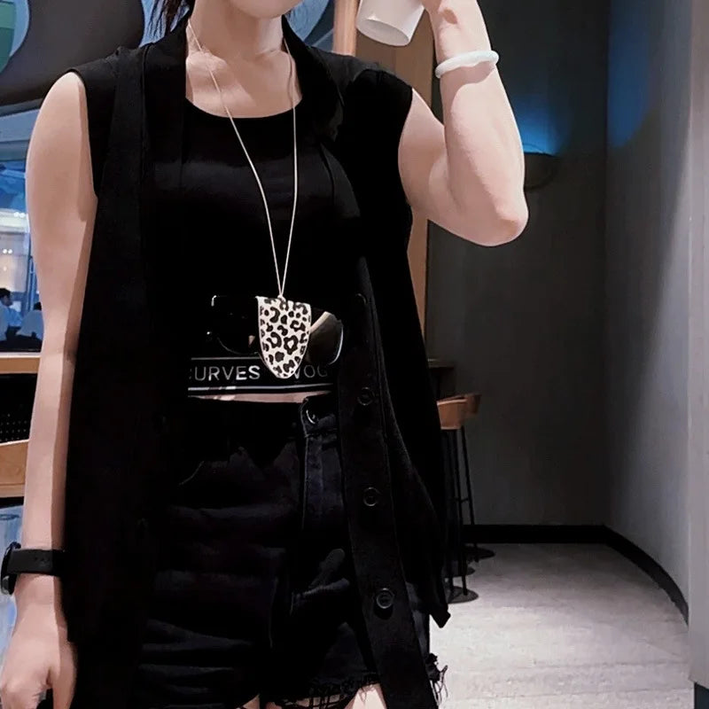 Hanging Neck Magnetic Glasses Clip Multifunctional Necklace Leopard