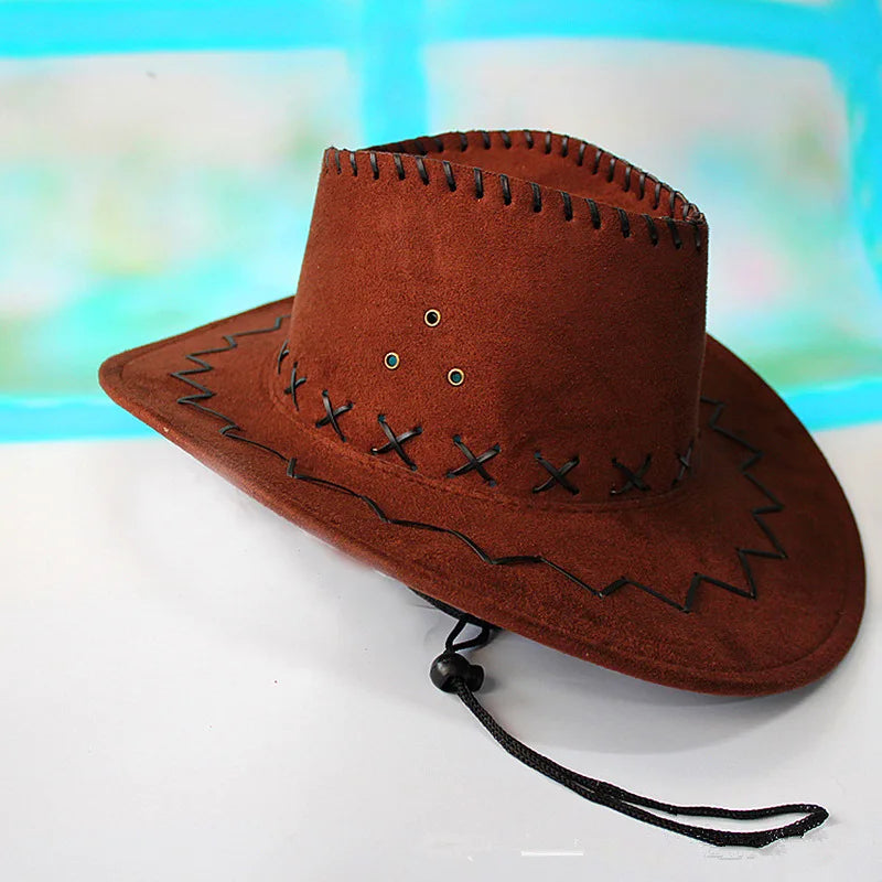 Wide Brim Western Cowboy Hat – Unisex Faux Suede Sun Hat