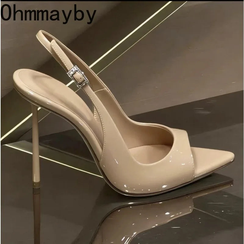 Women's High Heel Ankle Strap Mule Sandals – Elegant Dress Shoes
