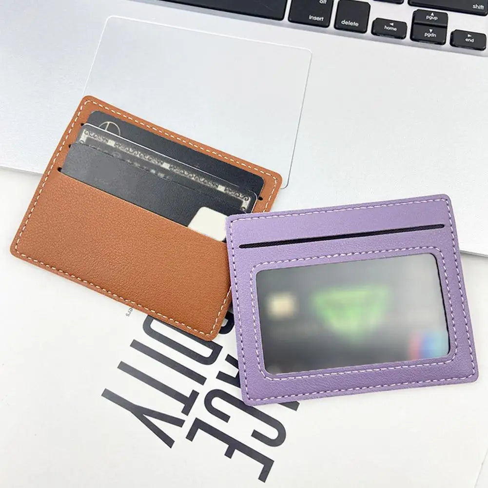 Slim PU Card Holder with Clear ID Window | Unisex Wallet