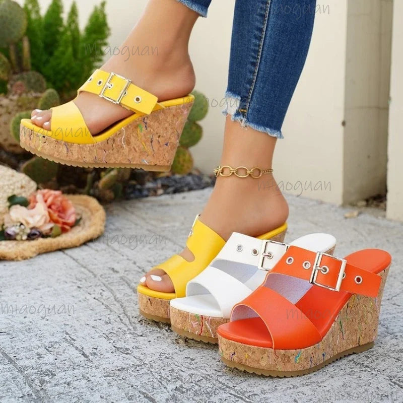Women's Wedge Platform Sandals – High Heel Gladiator Slip-On