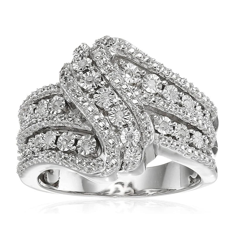Huitan Knot Wedding Ring – Cubic Zirconia Crystal for Women