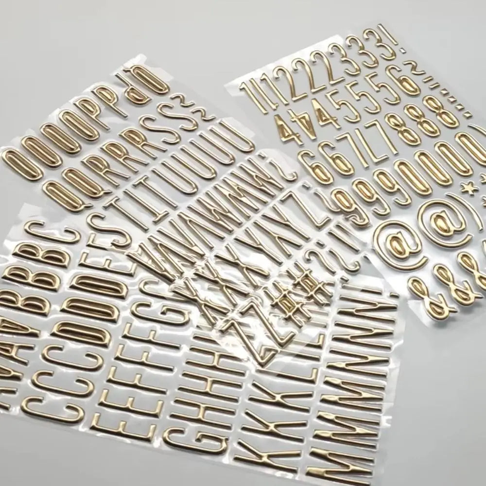 3D Gold Letter & Number Stickers – Puffy Waterproof Decals 3 Sheets