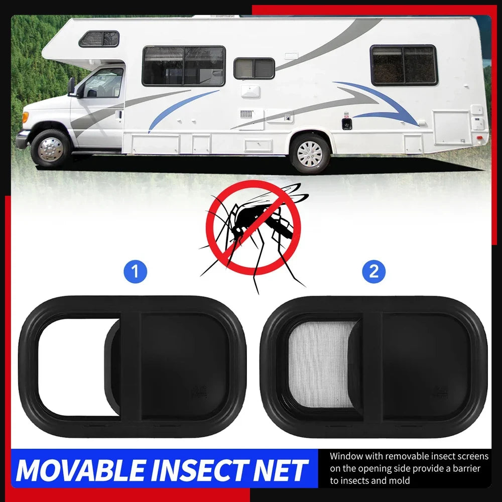 Motorhome Window RV Sliding L500 H300mm Tempered Glass UV Insect