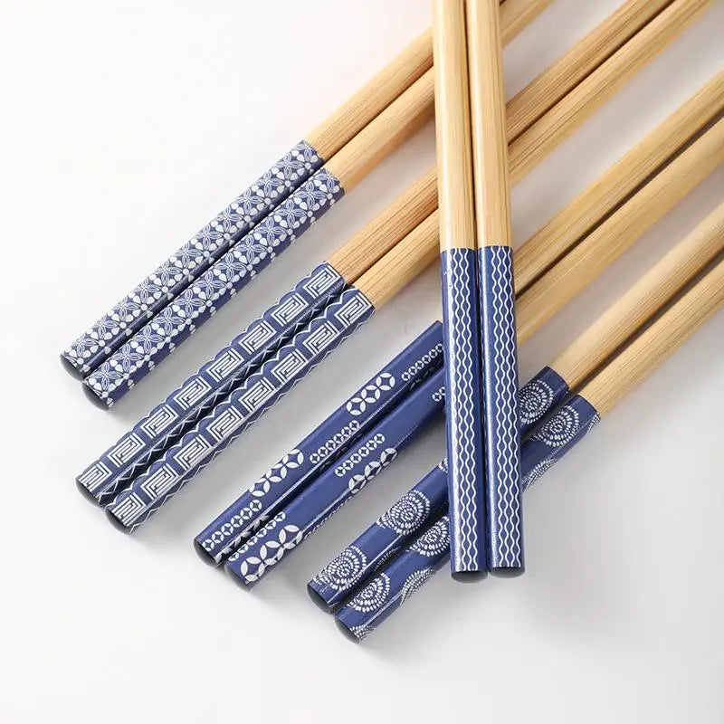 5Pairs Reusable Handmade Japanese Natural Bamboo Wood Chopsticks