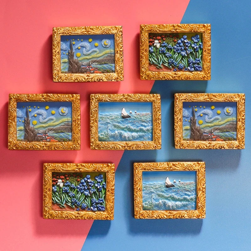 World Famous Painting Van Gogh Picture Frame 3d Fridge Magnets Starry