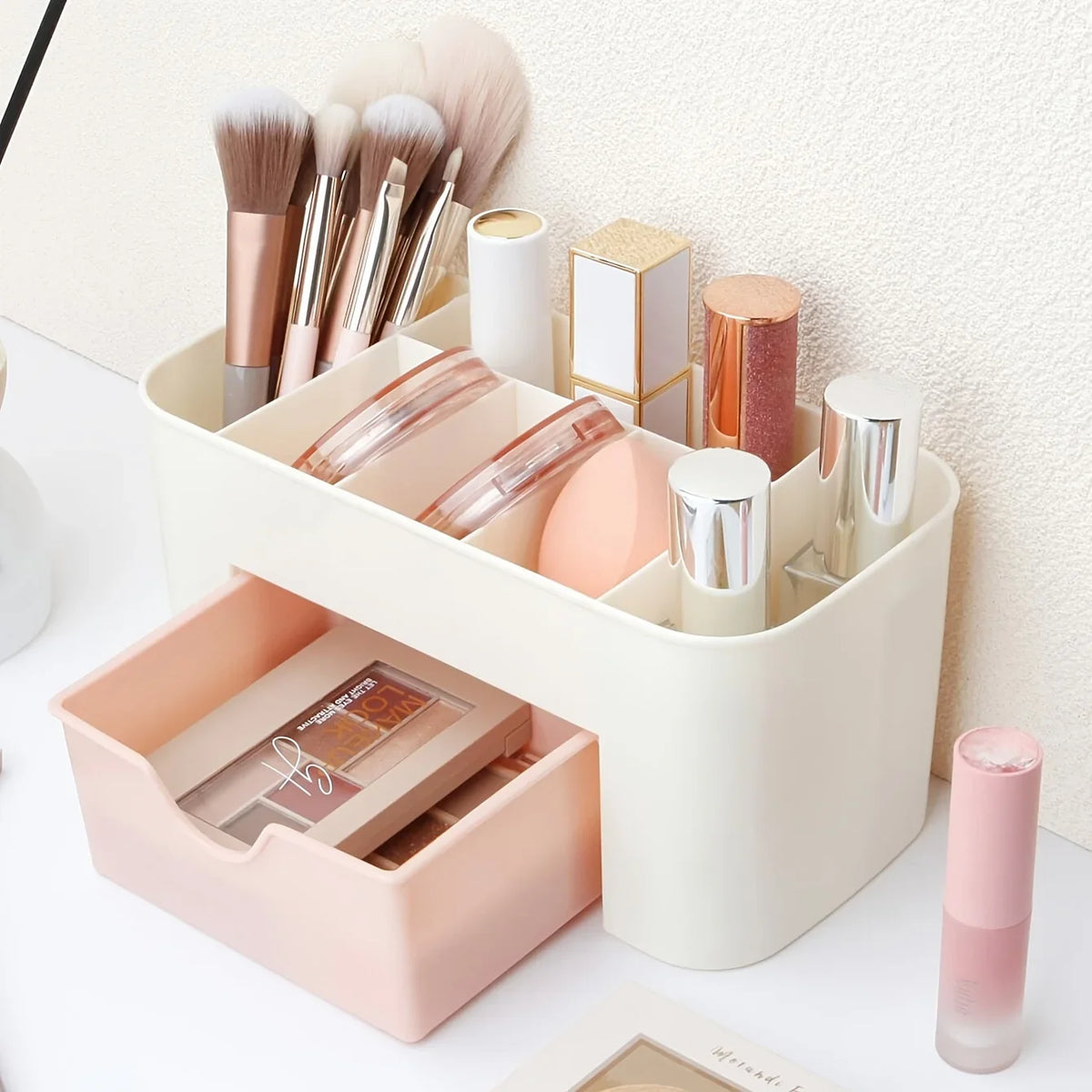 Makeup Organizer with Drawer & 6 Compartments | Cosmetic Storage