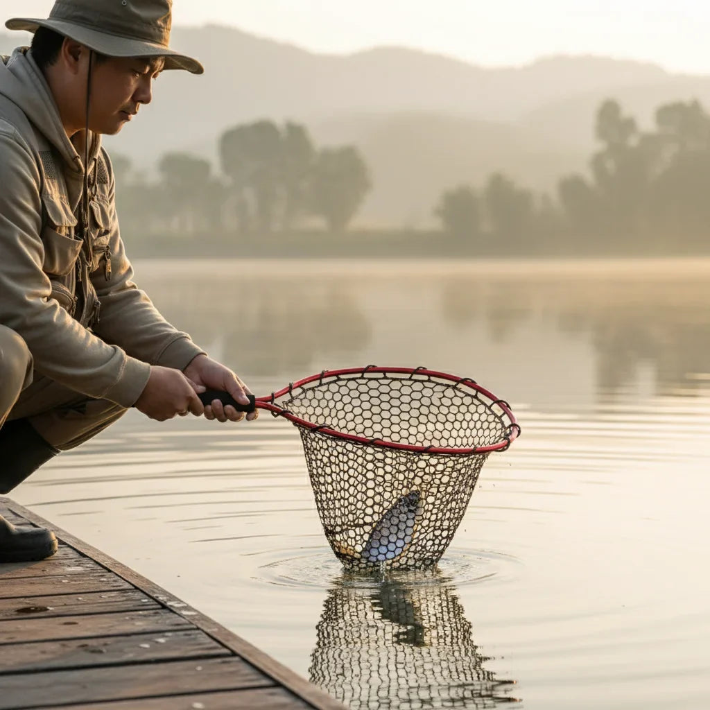 Foldable Aluminum Fishing Net | Silicone Mesh 37x31cm