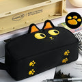 Cute 3D Black Cat Pencil Bag Large Capacity Polyester Pouch Paw