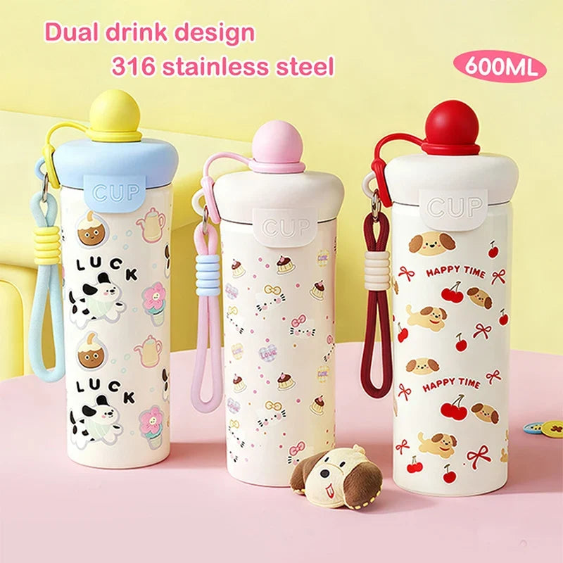 Cartoon Insulated Water Bottle – 316 Stainless Steel Vacuum Cup