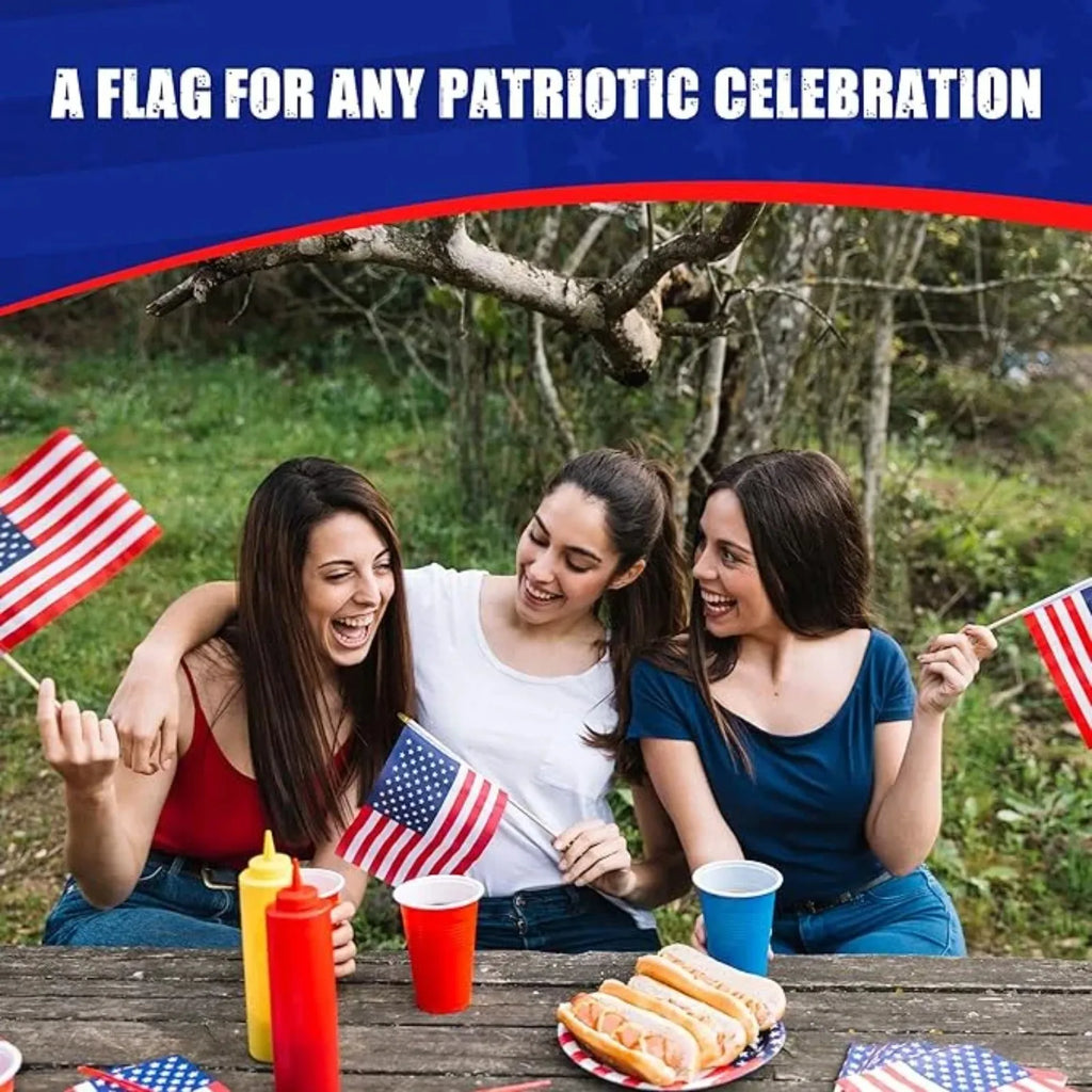 USA Hand Waving Flag 20x30cm Double-Sided Polyester – 12 Pack
