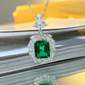 Huitan Green Cubic Zirconia Pendant Necklace | Women's Fashion
