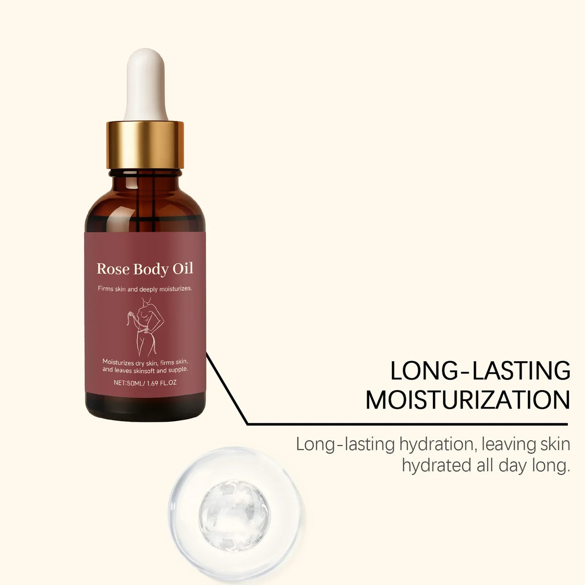 Rose Body Essential Oil Serum – Nourishing & Moisturizing 50ml