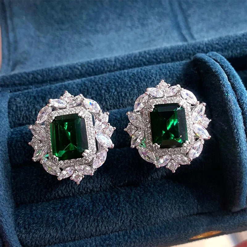 Huitan Cubic Zirconia Stud Earrings – Elegant Women's Gift
