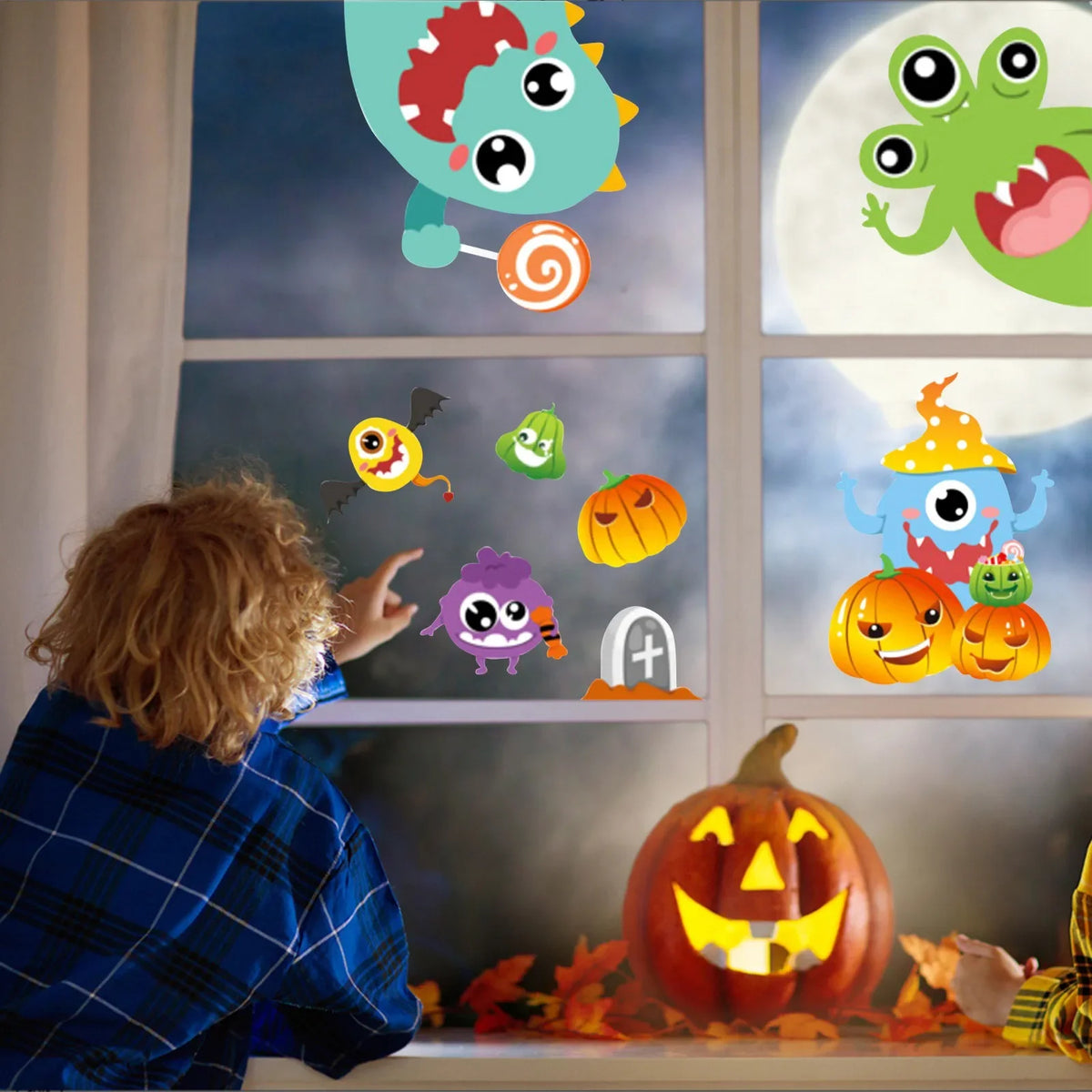 Halloween Window Clings & Stickers – 4 Sheets Spooky Decals