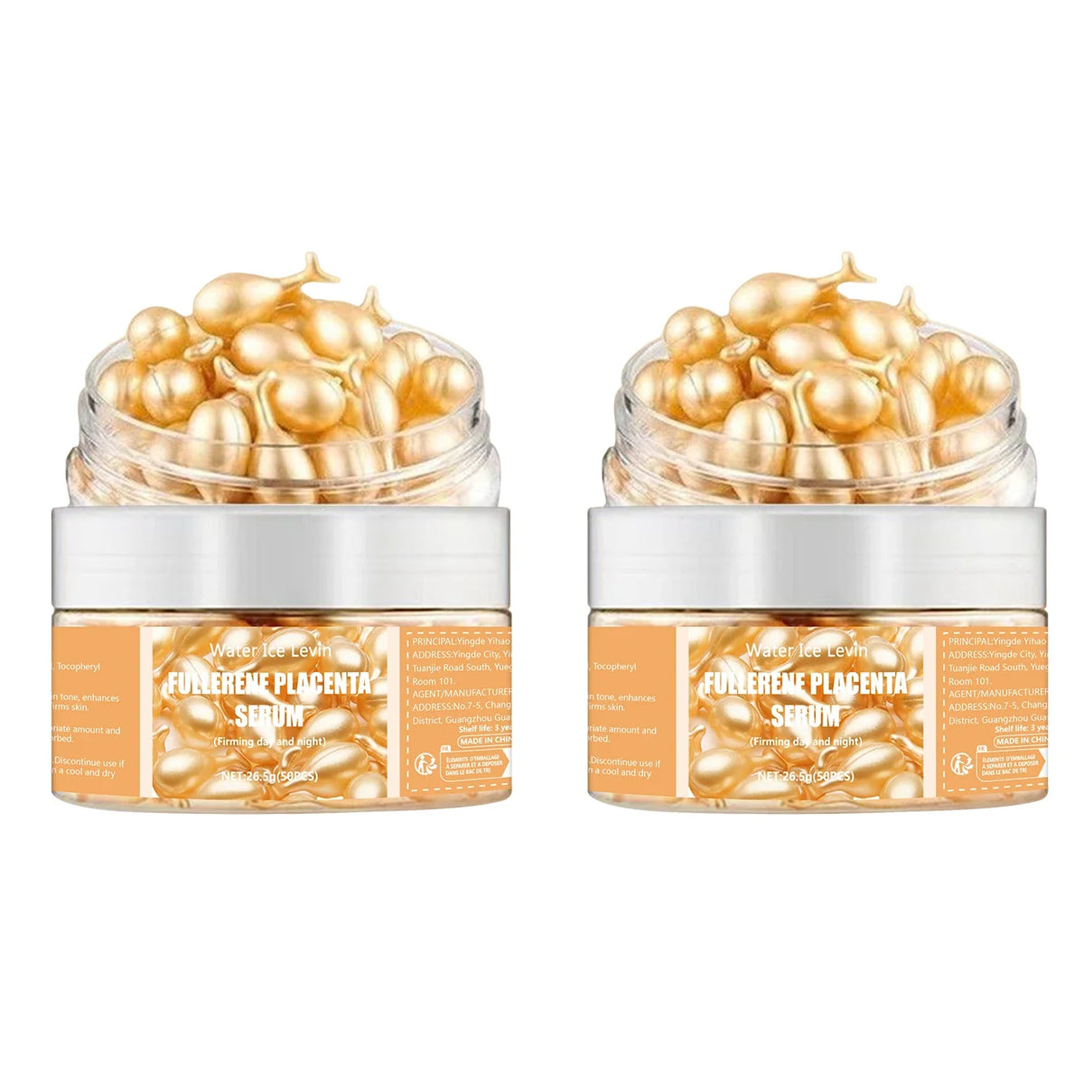 Fullerene Collagen Essence Capsules | Hyaluronic Acid Face Serum 50ct