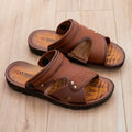 YBQJOO Men's Open Toe Leather Sandals – Anti-Slip Beach Shoes