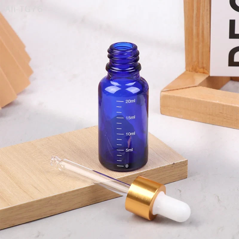 Blue Glass Dropper Bottles 5ml–100ml | Refillable Essential Oil