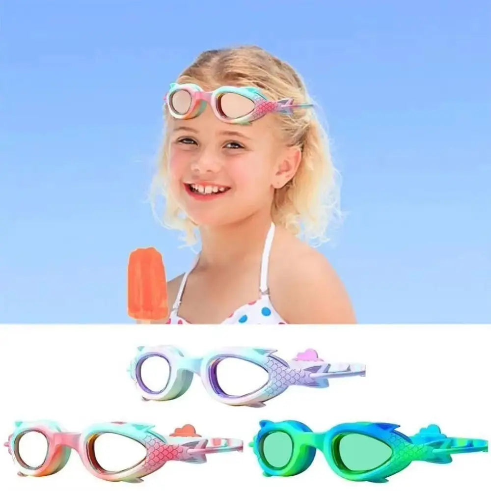 Kids Anti-Fog Swimming Goggles – Fish Shape Silicone, Ages 3–14