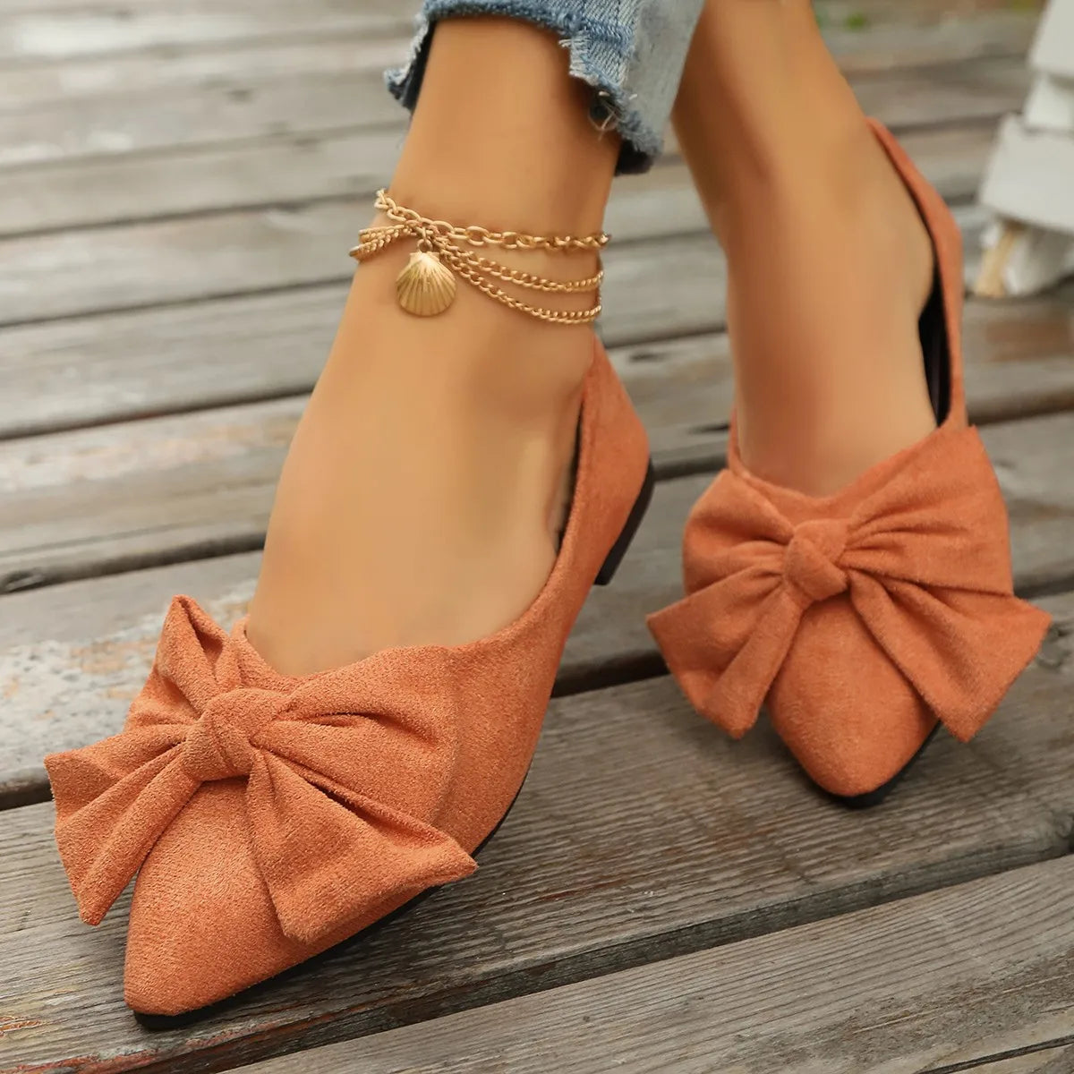 Women's Bow Pointed Toe Flat Loafers | Breathable Slip-On Flats