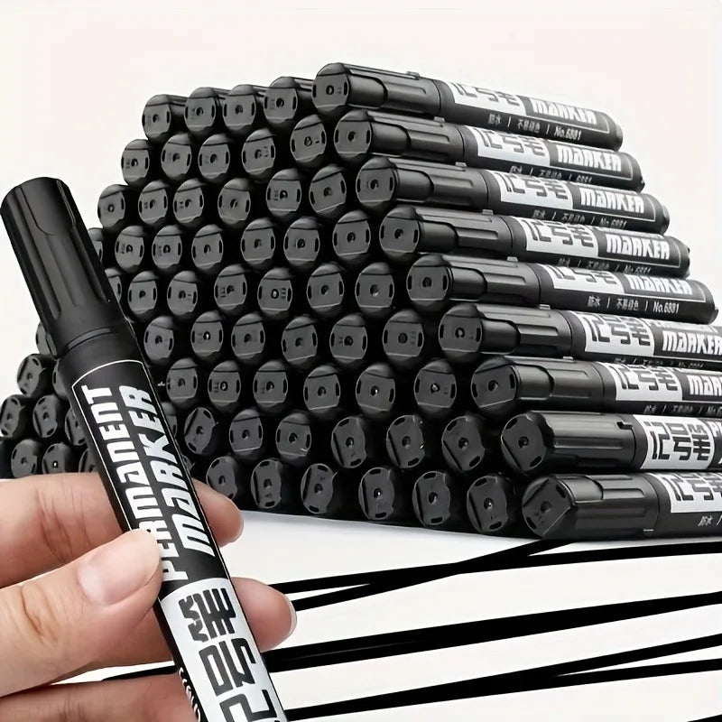 10-Pack Permanent Markers | Waterproof Bold Black Ink Set